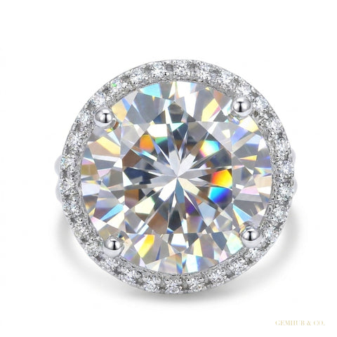 10.00 ct DEW Certified White Moissanite Solitaire Ring – Classic Engagement Ring 18K Go 18K Gold Plated – white background main image