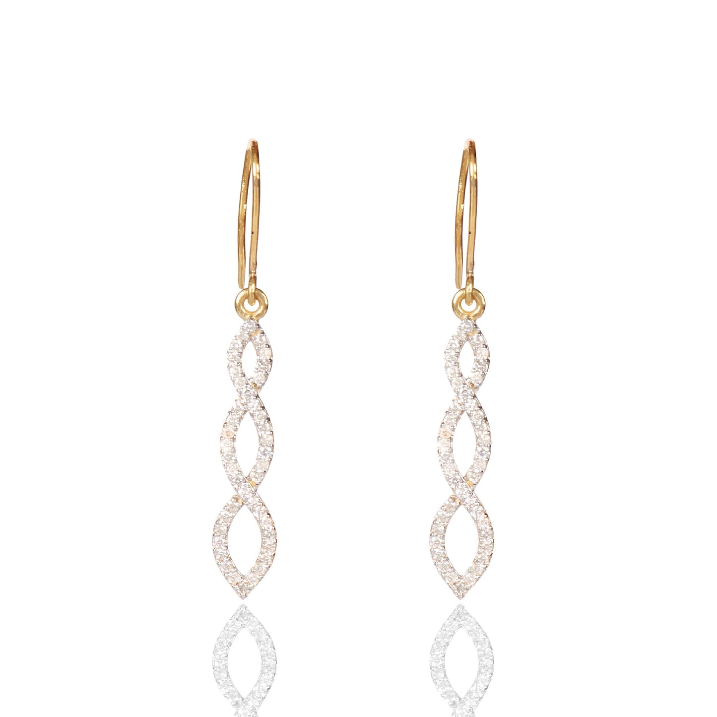 18K Yellow Gold Drop Earrings with Natural Diamond 0.68 Ct. Certified