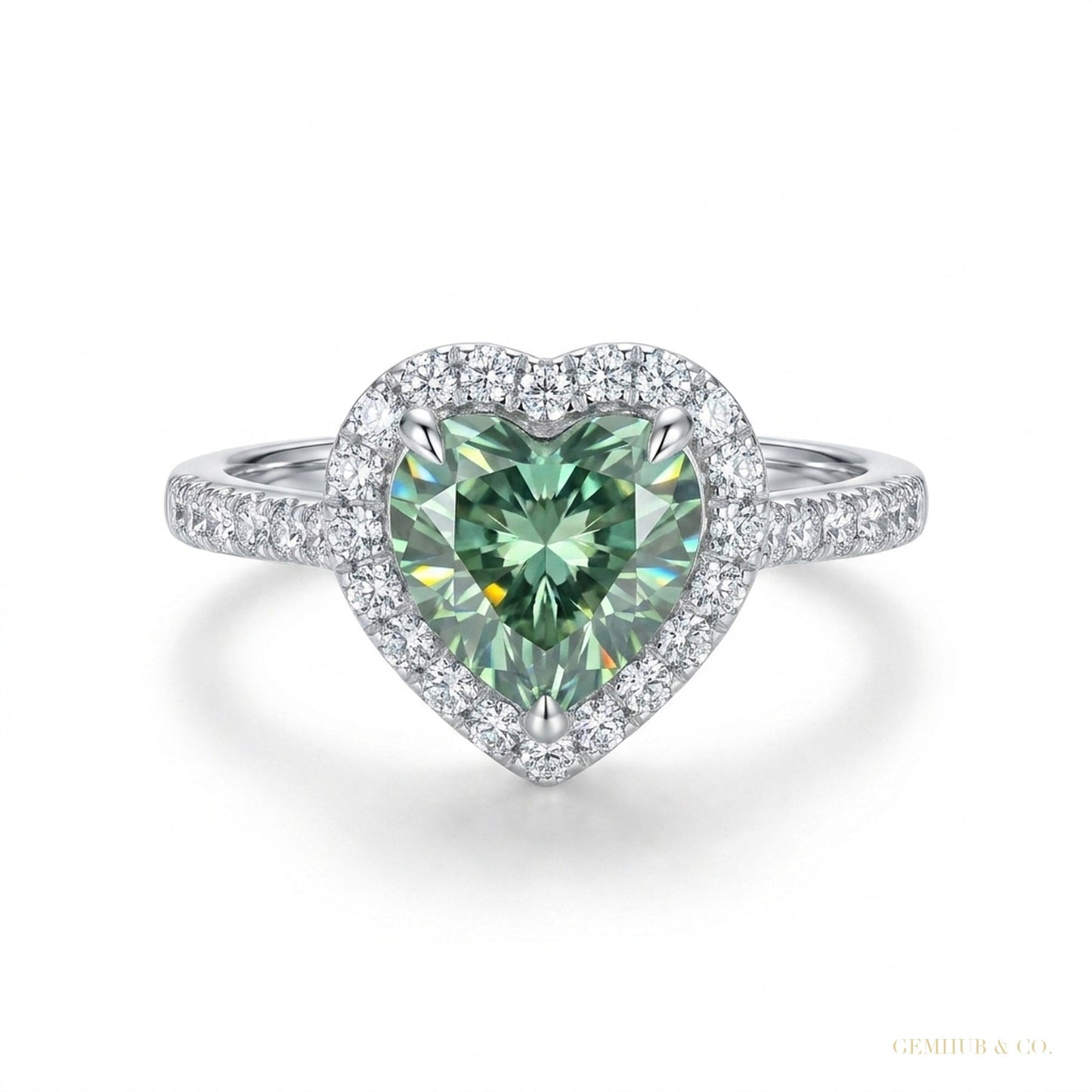 11.20 ct DEW Certified Heart Cut Blue Moissanite Engagement Ring 18K Gold Plated Vermei 18K Gold Plated – white background main image