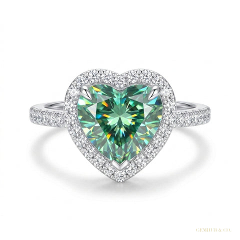 11.20 ct DEW Certified Heart Cut Blue Moissanite Solitaire Ring In 18K Gold Plated Verm 18K Gold Plated – white background main image