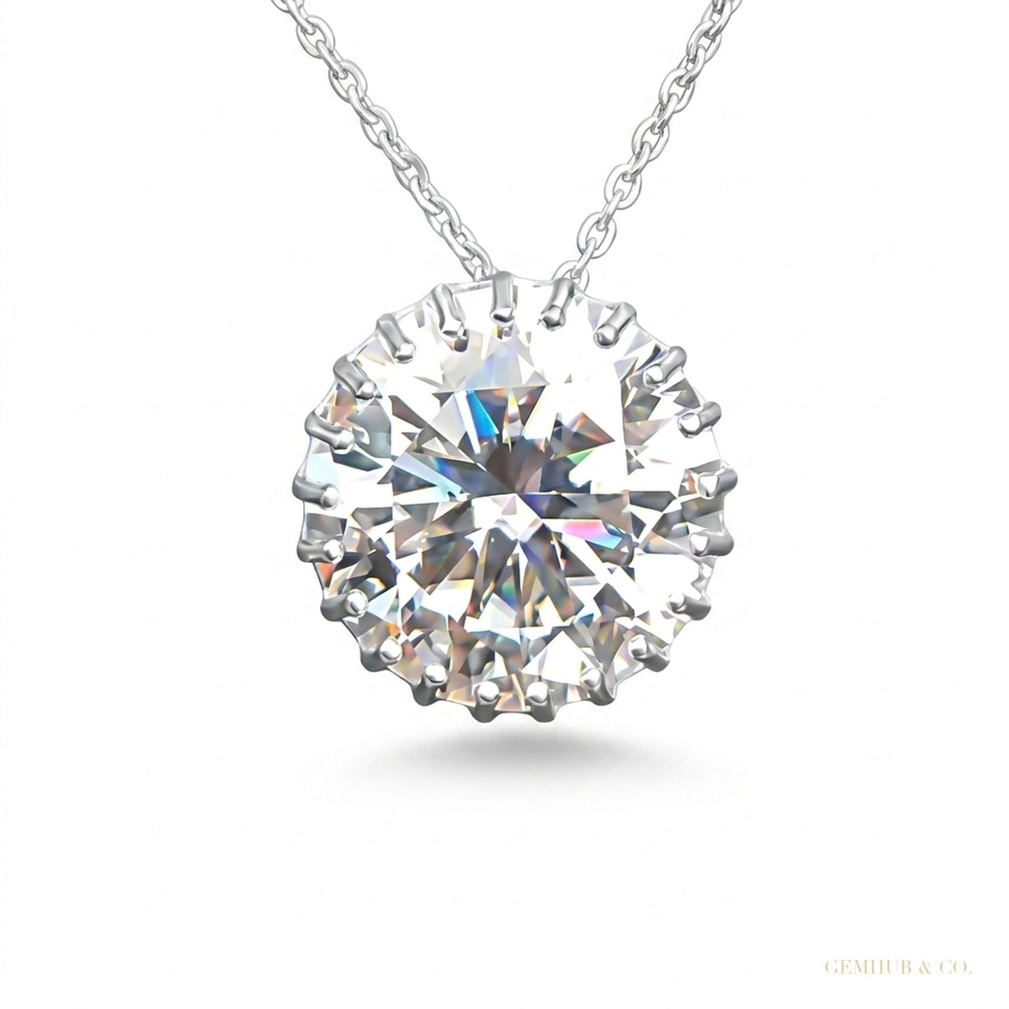 16 ct DEW Certified F VS1 Moissanite Pendant in Gold Vermeil –Jewellery for Women – white background main image
