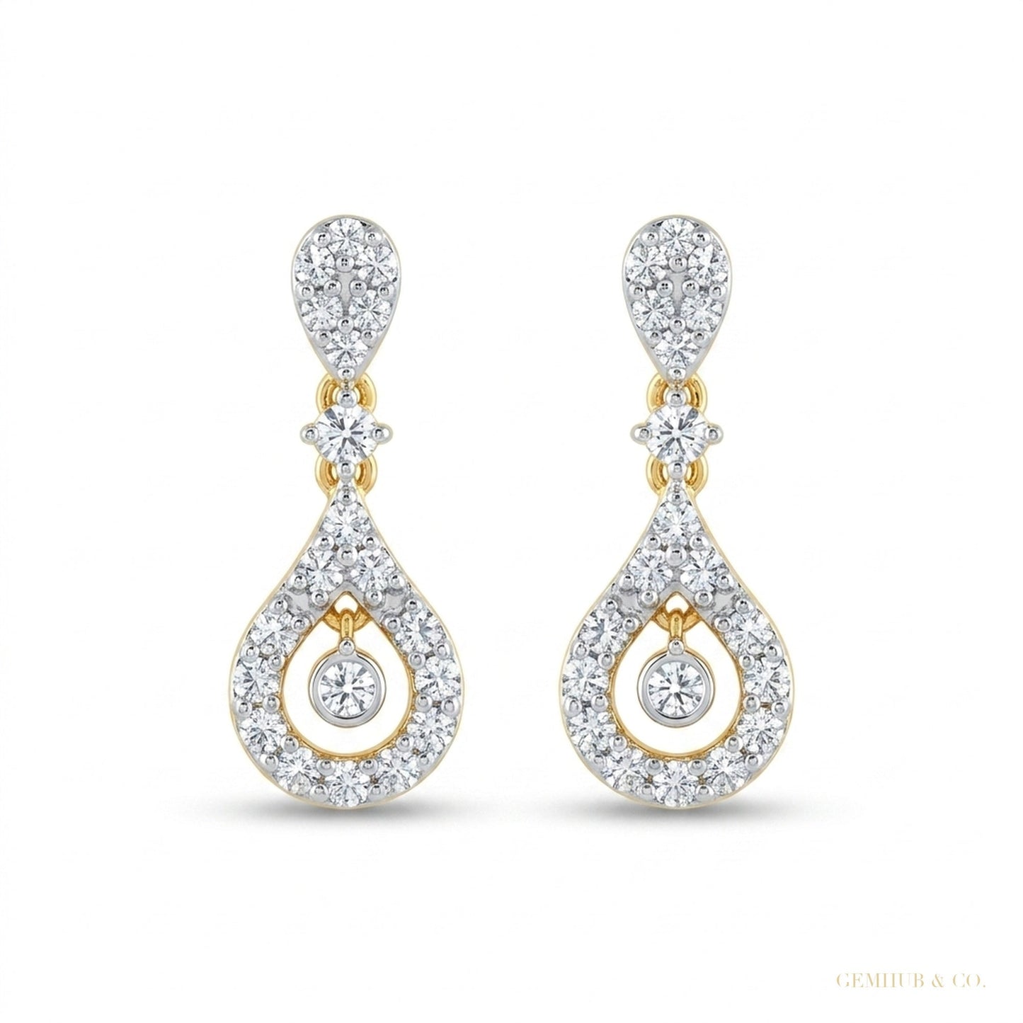 18K Yellow Gold Diamond Stud Earrings with 0.39 Ct. IGI Certified – white background main image