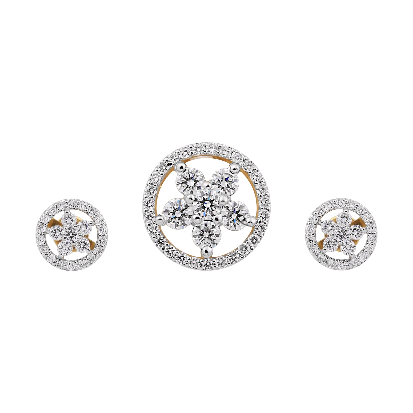 Blossom Radiance Floral Diamond Pendant Set