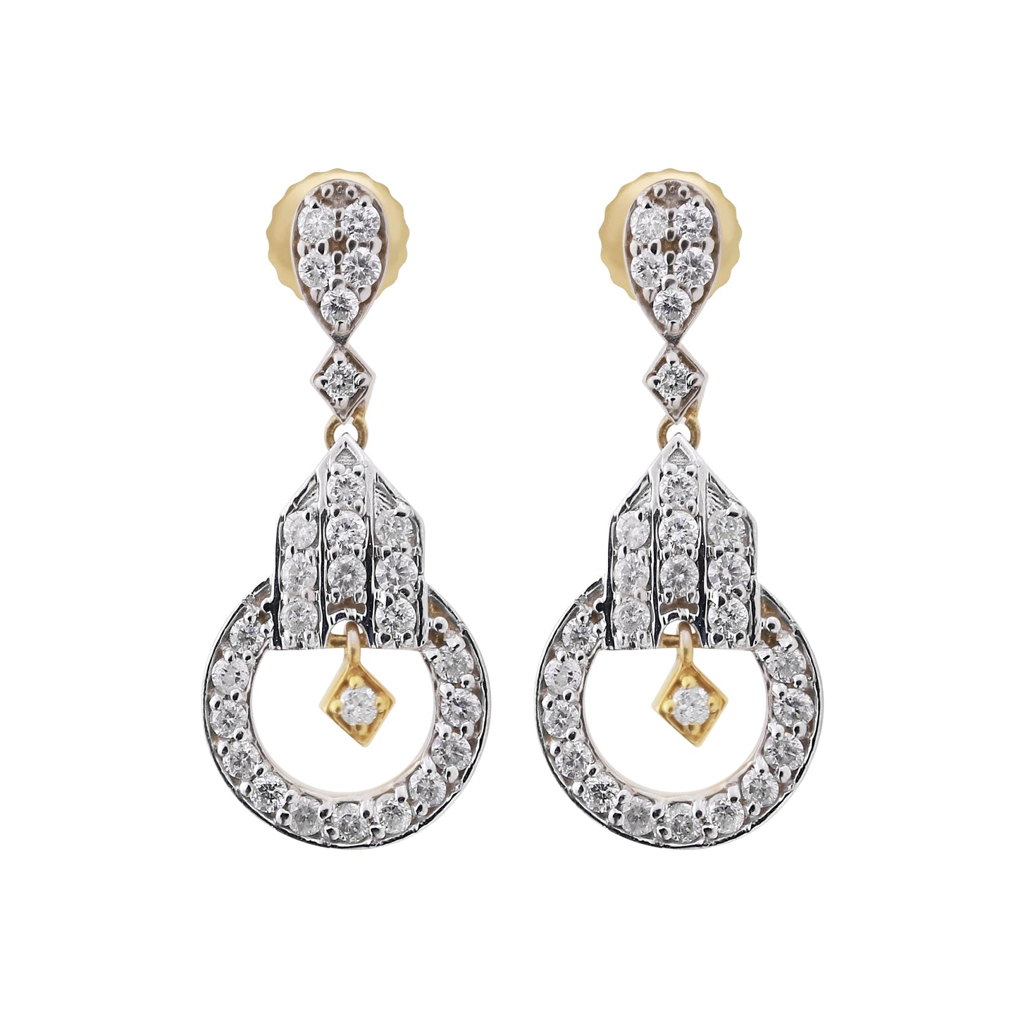 1.05 Ct. IGI Certified Natural Diamond Dangle Earrings in 18K Yellow Gold