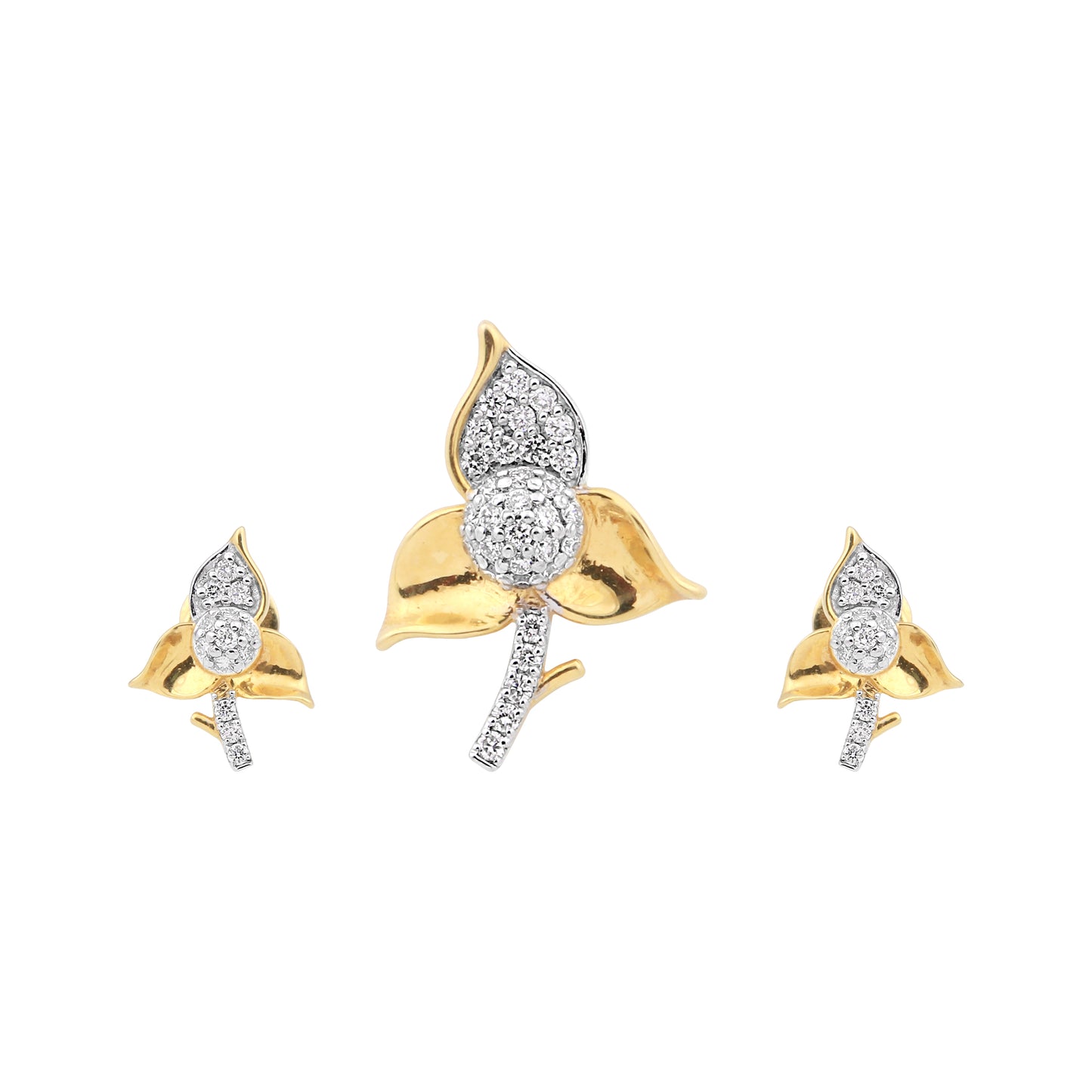Radiant Bloom Diamond Pendant Set