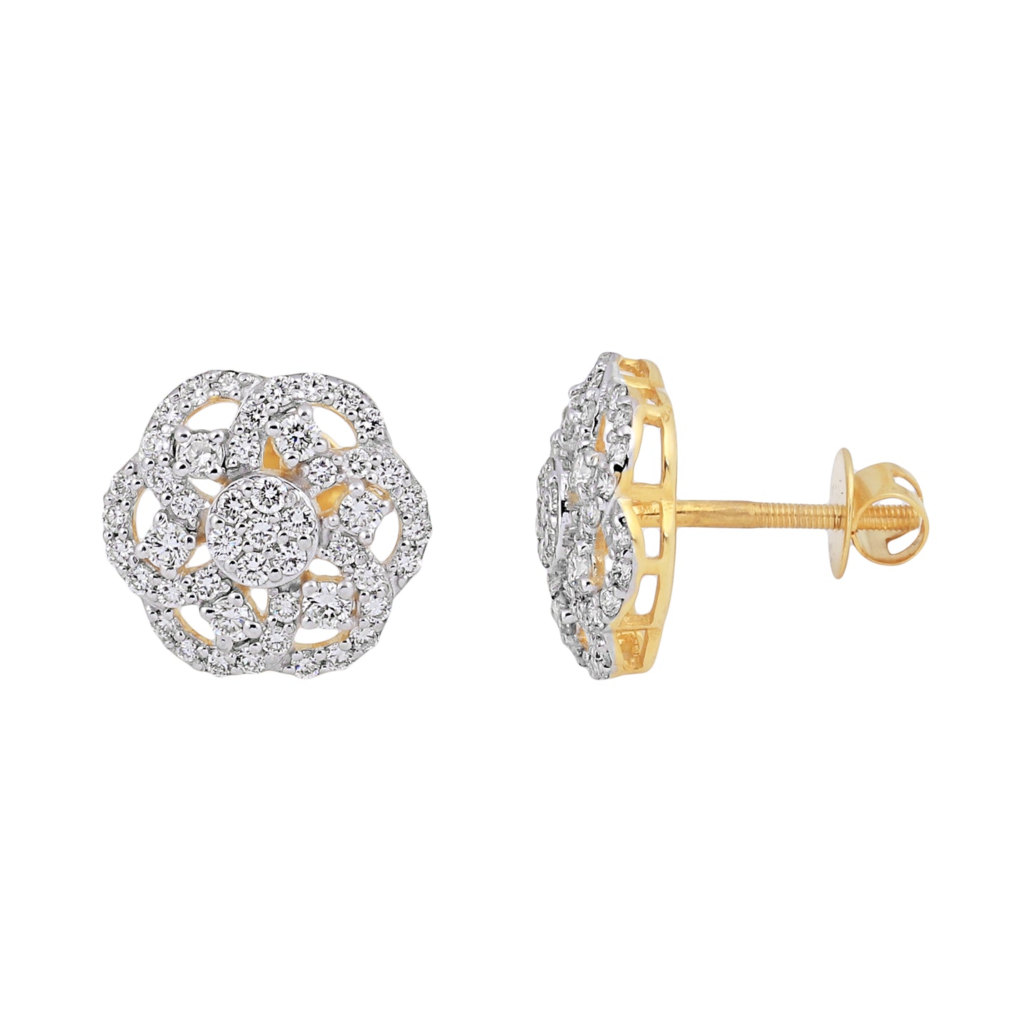 Diamond Flower Cluster Earrings