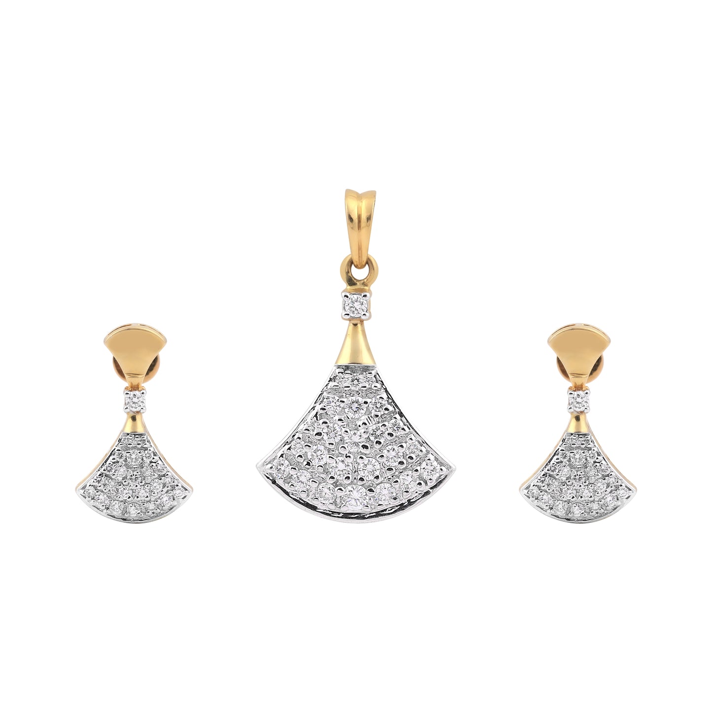 Fan Shape Diamond Pendant Set