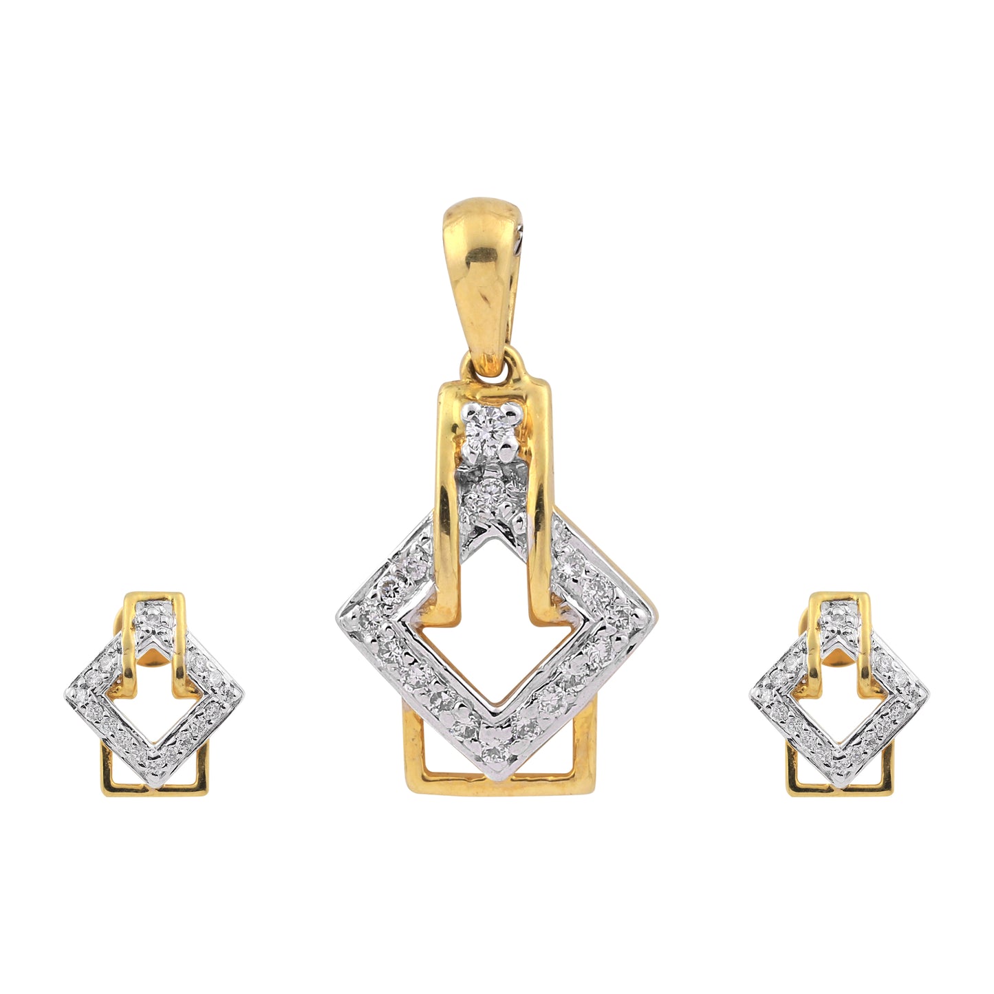 Geometric Spark Diamond Pendant Set