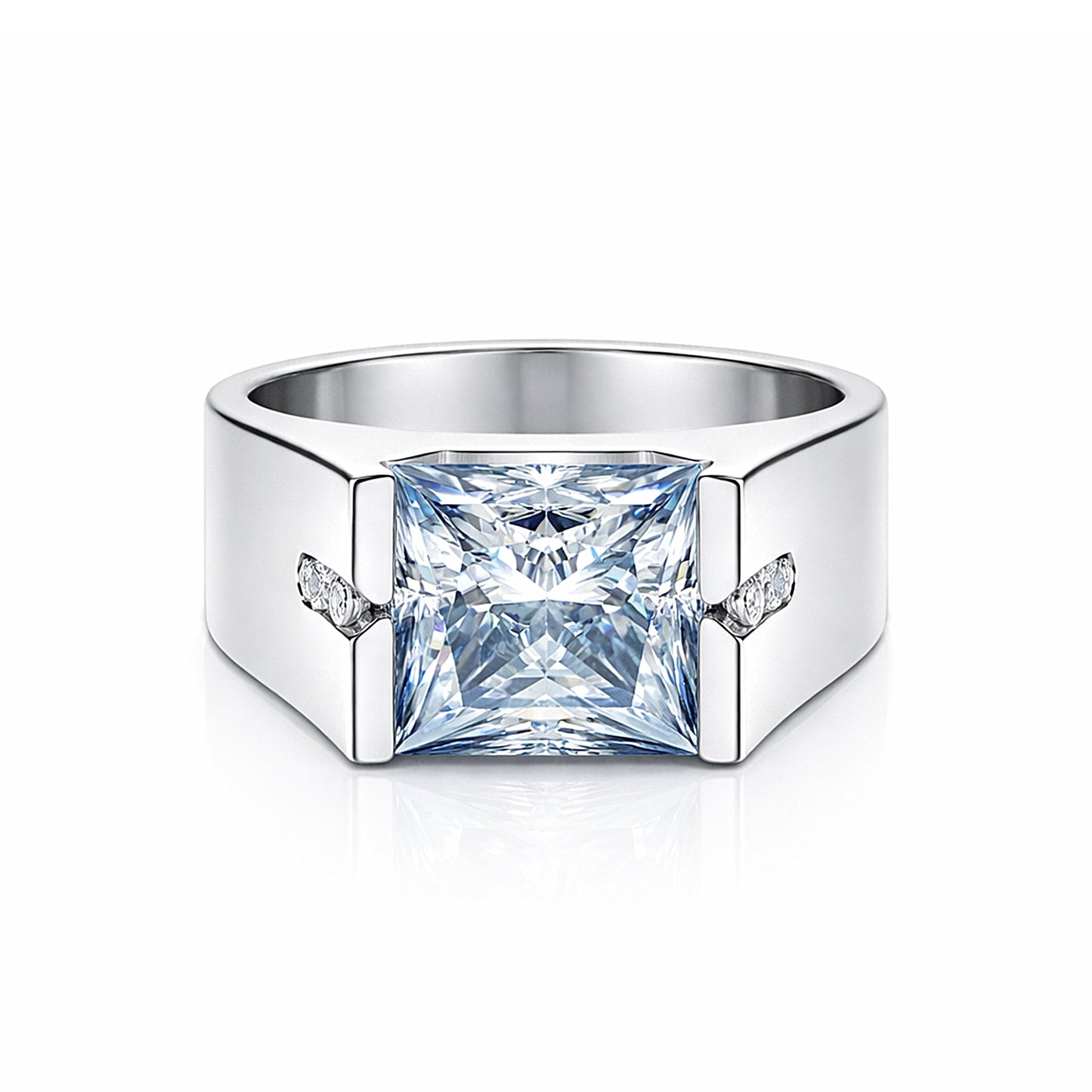 15.80 ct DEW Princess Cut Blue Moissanite Ring for Men in – Statement 18K Gold Plated V 18K Gold Plated