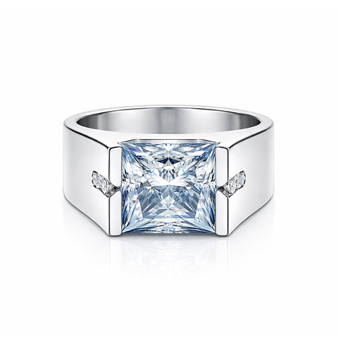 15.80 ct DEW Princess Cut Blue Moissanite Ring for Men in – Statement 18K Gold Plated V 18K Gold Plated