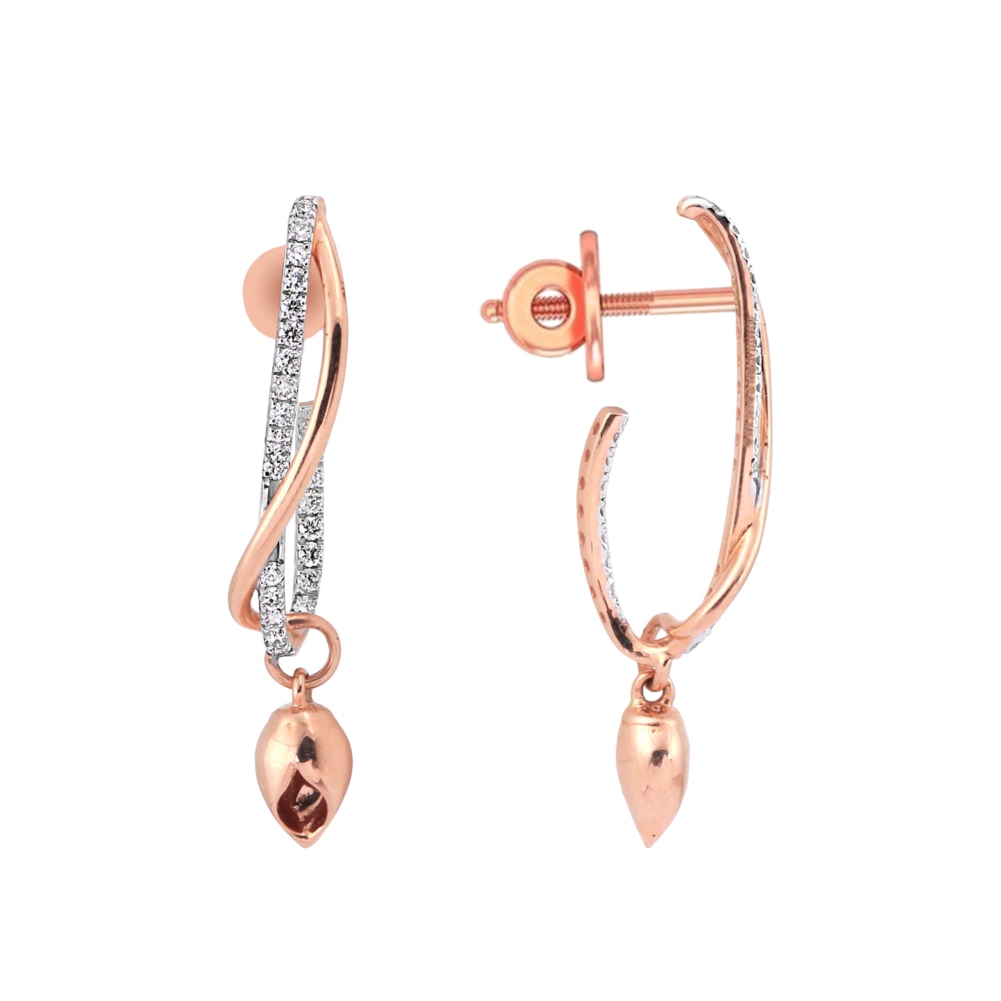 Elegant Rose Gold Diamond Drop Earrings