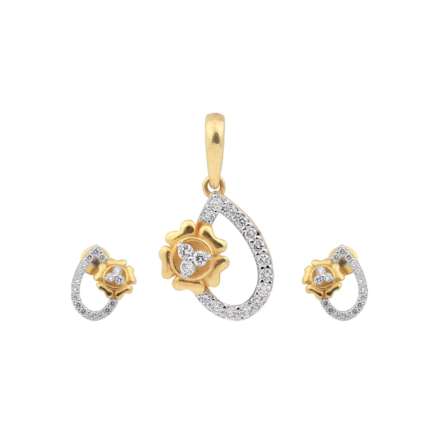 Floral Diamond Pendant Set