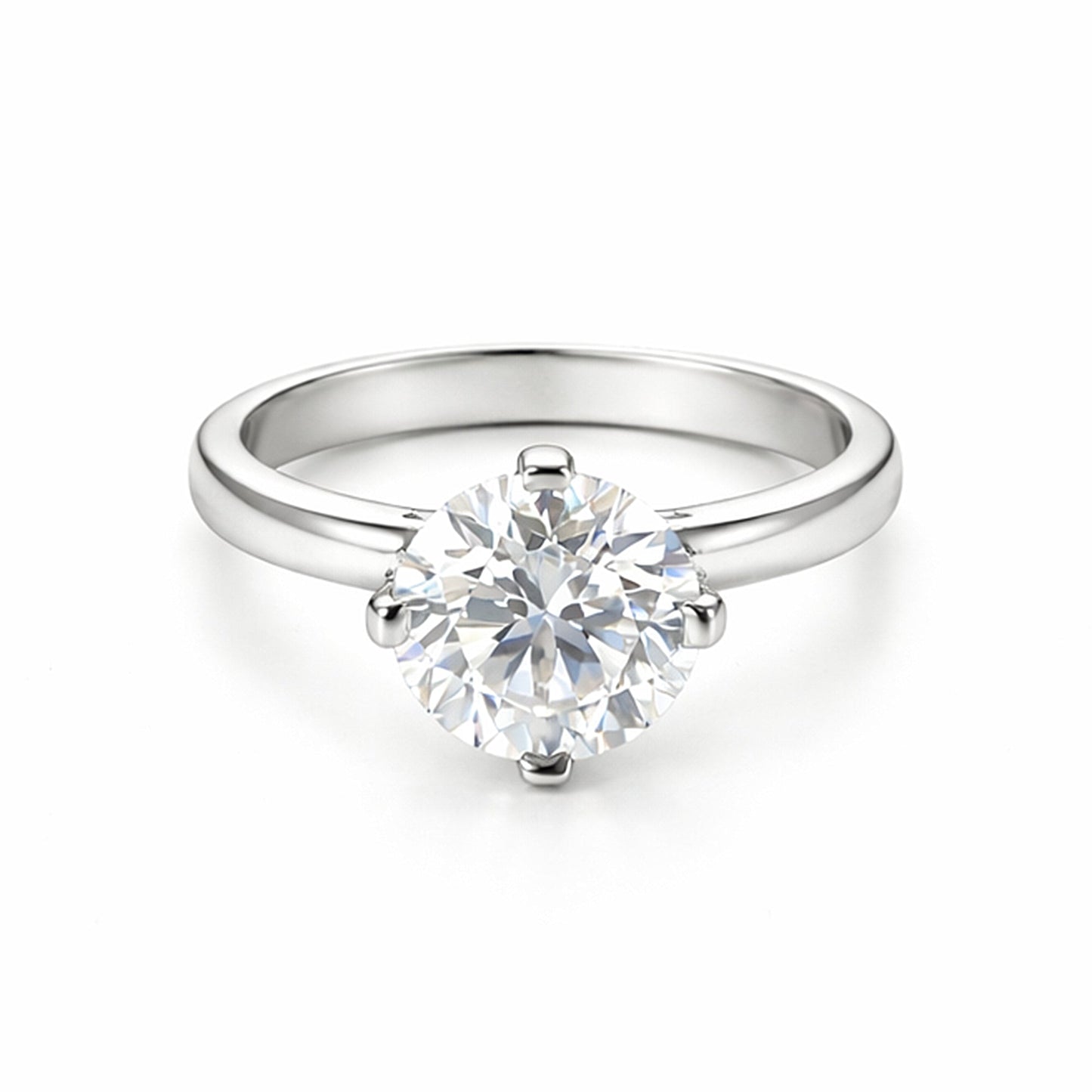 9.40 ct DEW Certified Round Cut White Moissanite Solitaire Ring Gold Vermeil