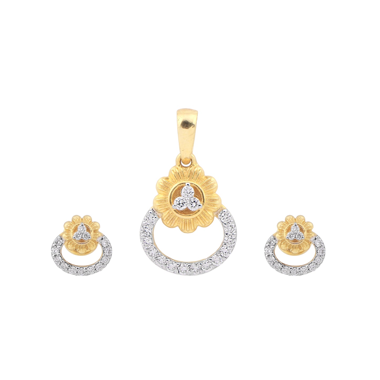 Golden Petal Harmony Diamond Pendant