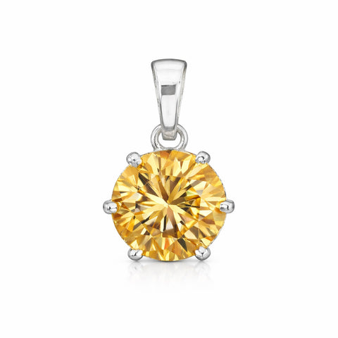 6.20 ct DEW Champagne Moissanite Pendant in Gold Vermeil Certified for Her Gift