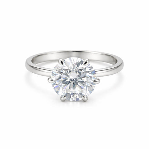 8.3ct DEW White Moissanite Round Solitaire Ring