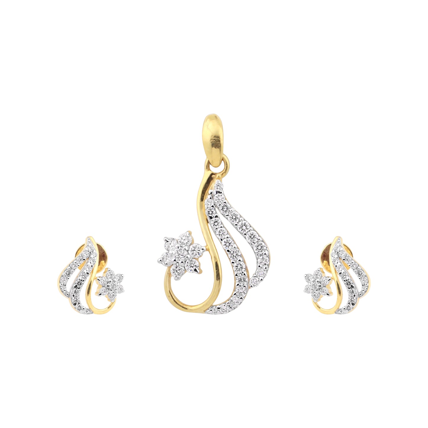 Teardrop Flame Diamond Pendant Set