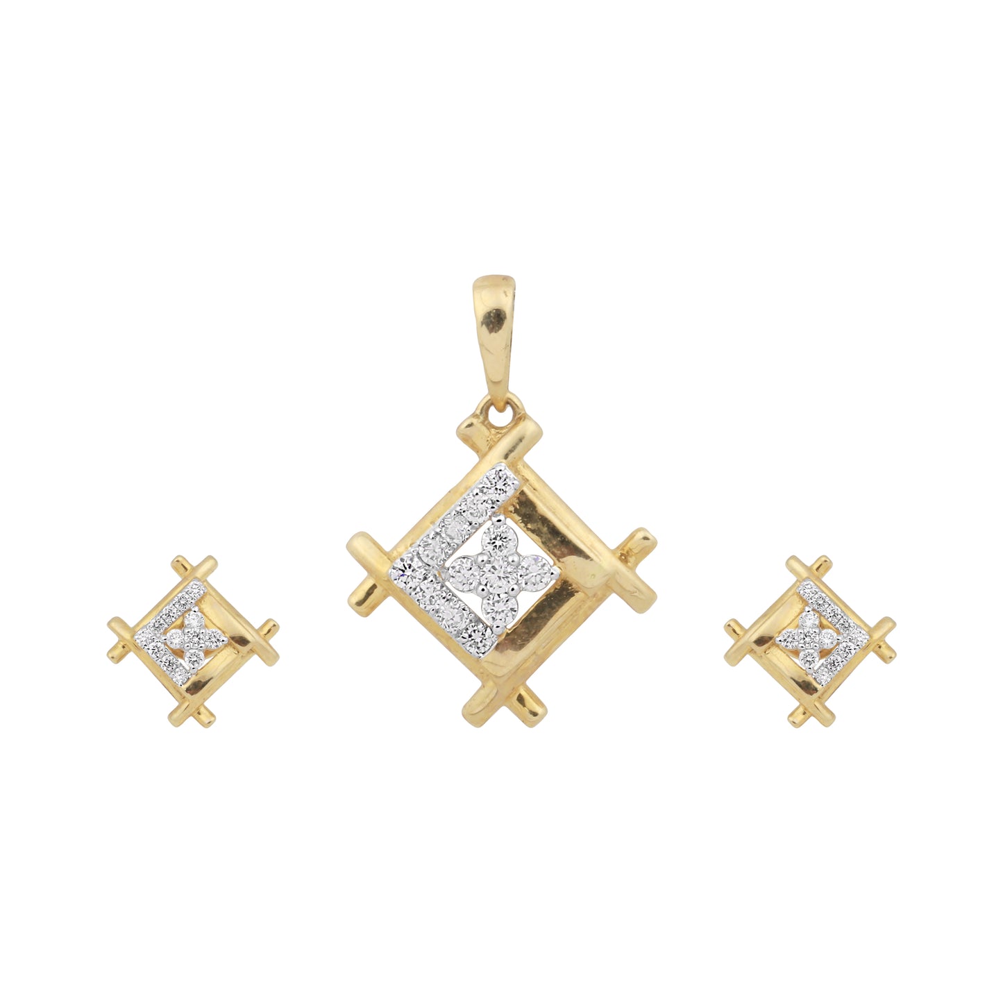 Radiant Geometry Diamond Pendant Set