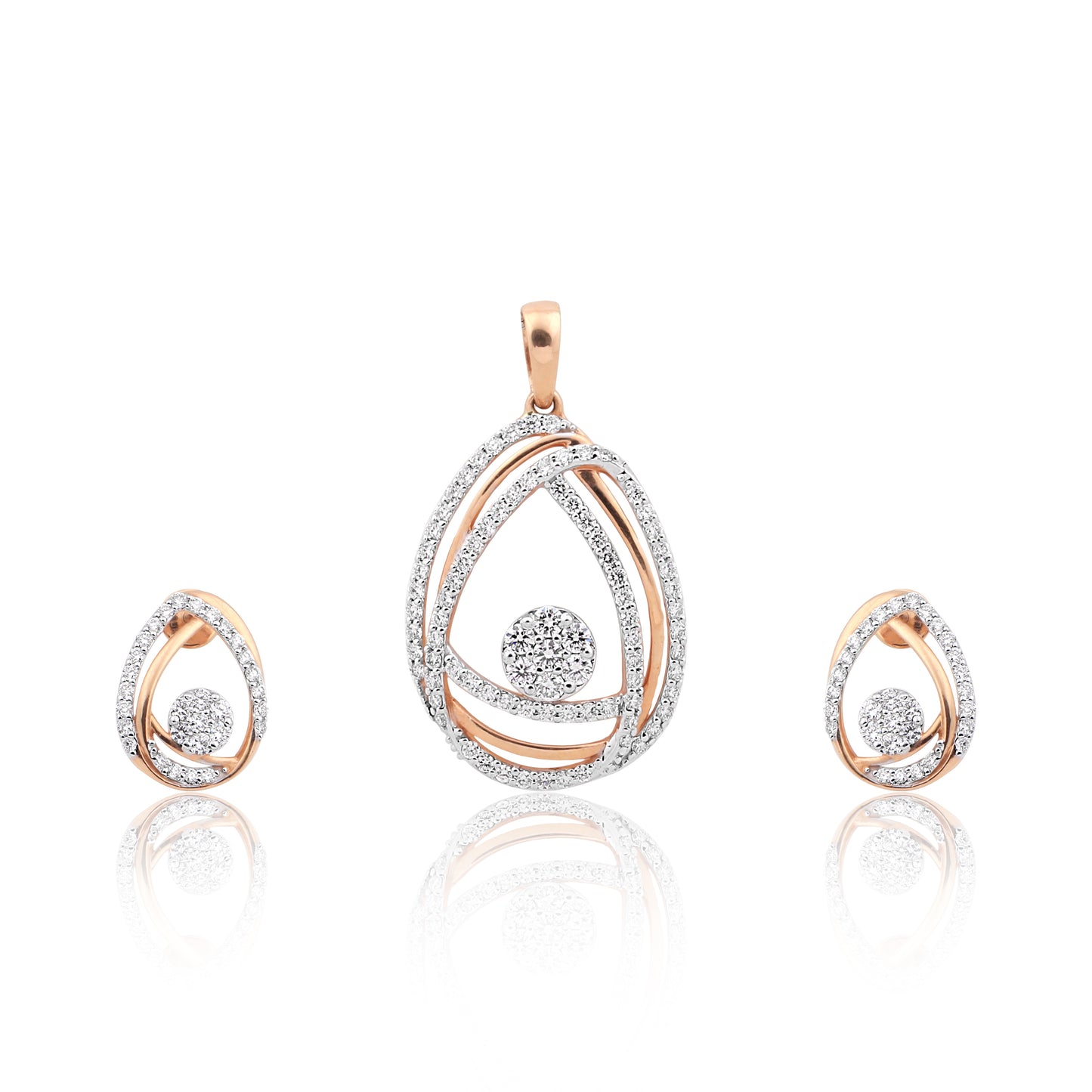 Twilight Embrace Interwoven Teardrop Diamond Pendant Set