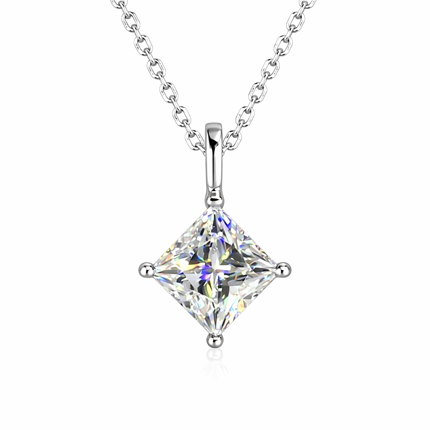 3.50 ct DEW Princess Cut White Moissanite Pendant in – Birthday Gift 18K Gold Plated Ve 18K Gold Plated