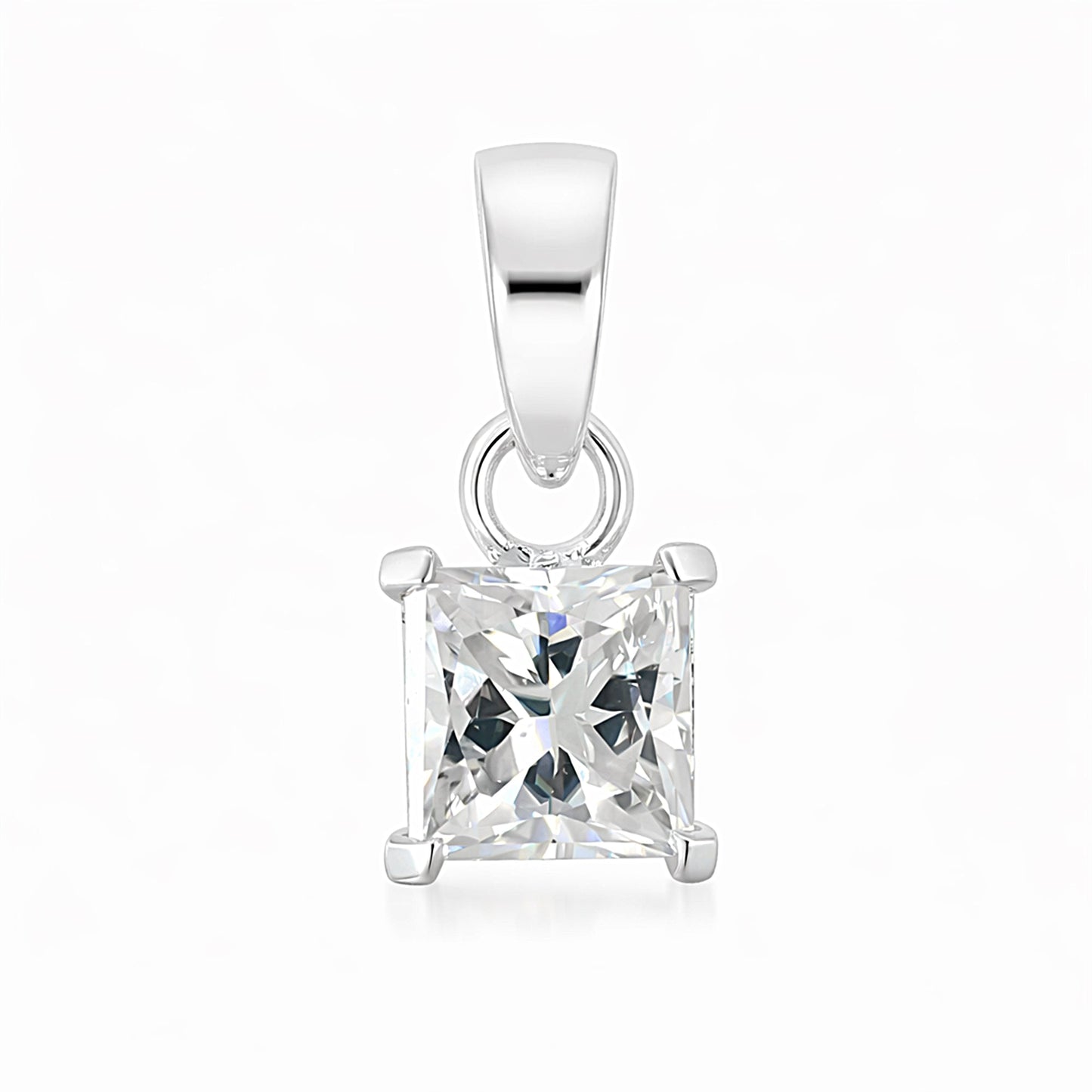 4.00 ct DEW Princess Cut Certified Moissanite Pendant Gold Vermeil Holiday Jewellery