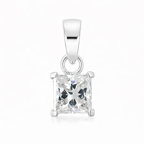 4.00 ct DEW Princess Cut Certified Moissanite Pendant Gold Vermeil Holiday Jewellery