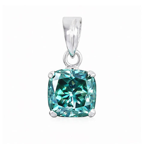5.50 ct DEW Certified Blue Moissanite Solitaire Pendant in Gold Vermeil Gift