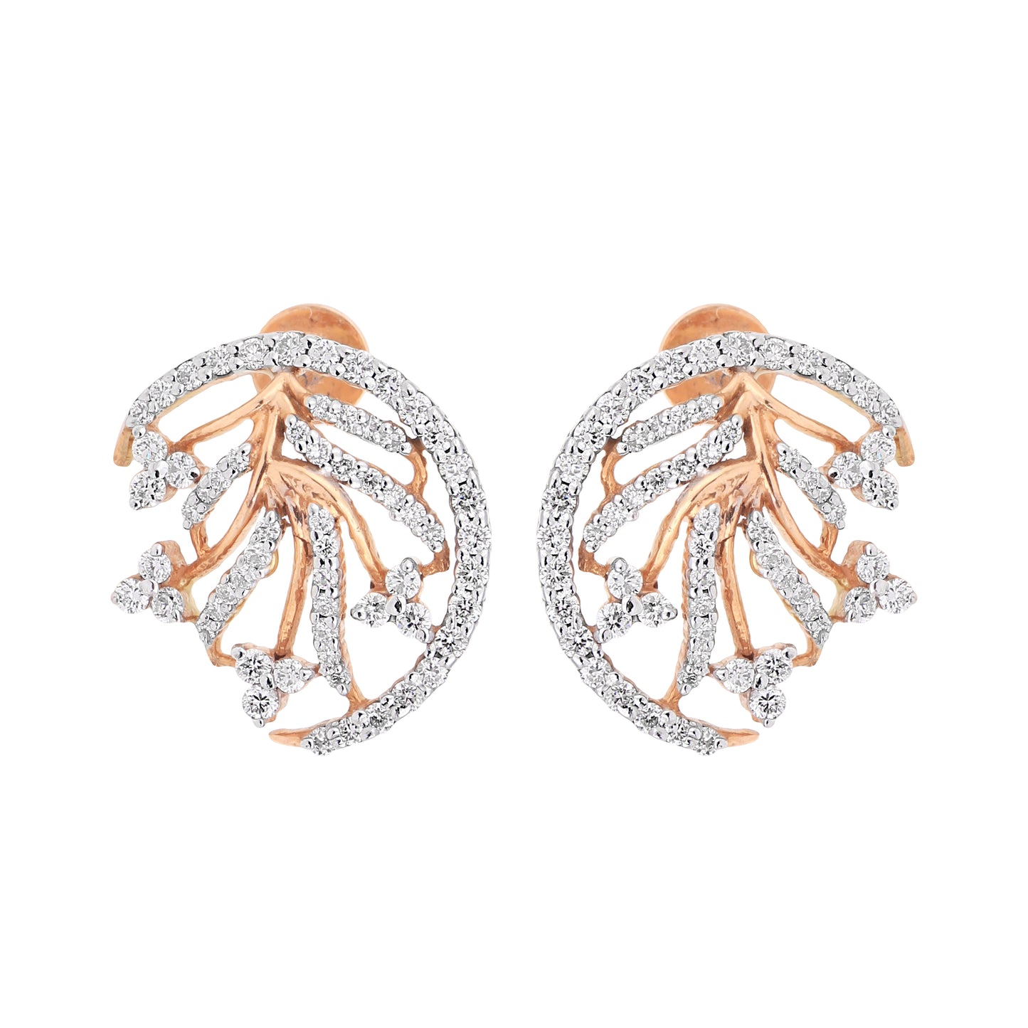 Diamond Leaf Stud Earrings