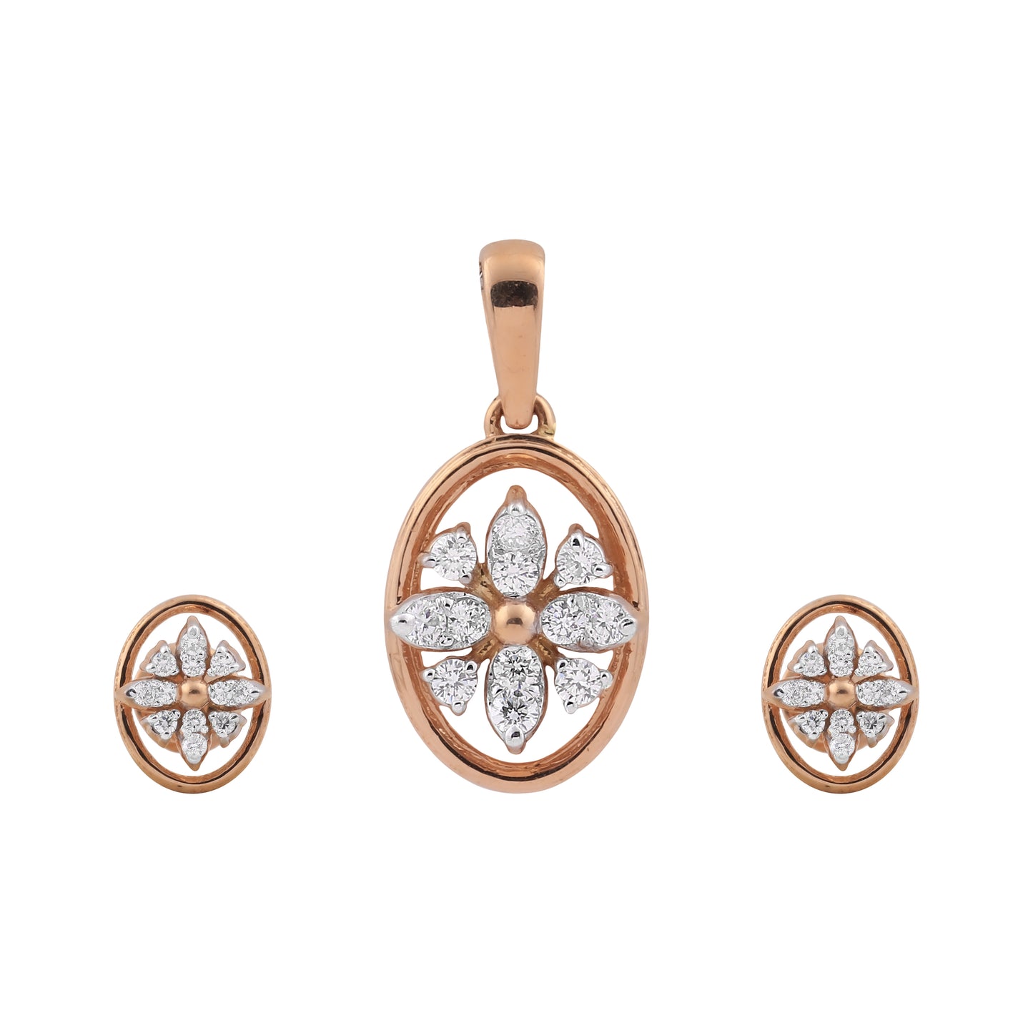 Blush Bloom Diamond Pendant Set