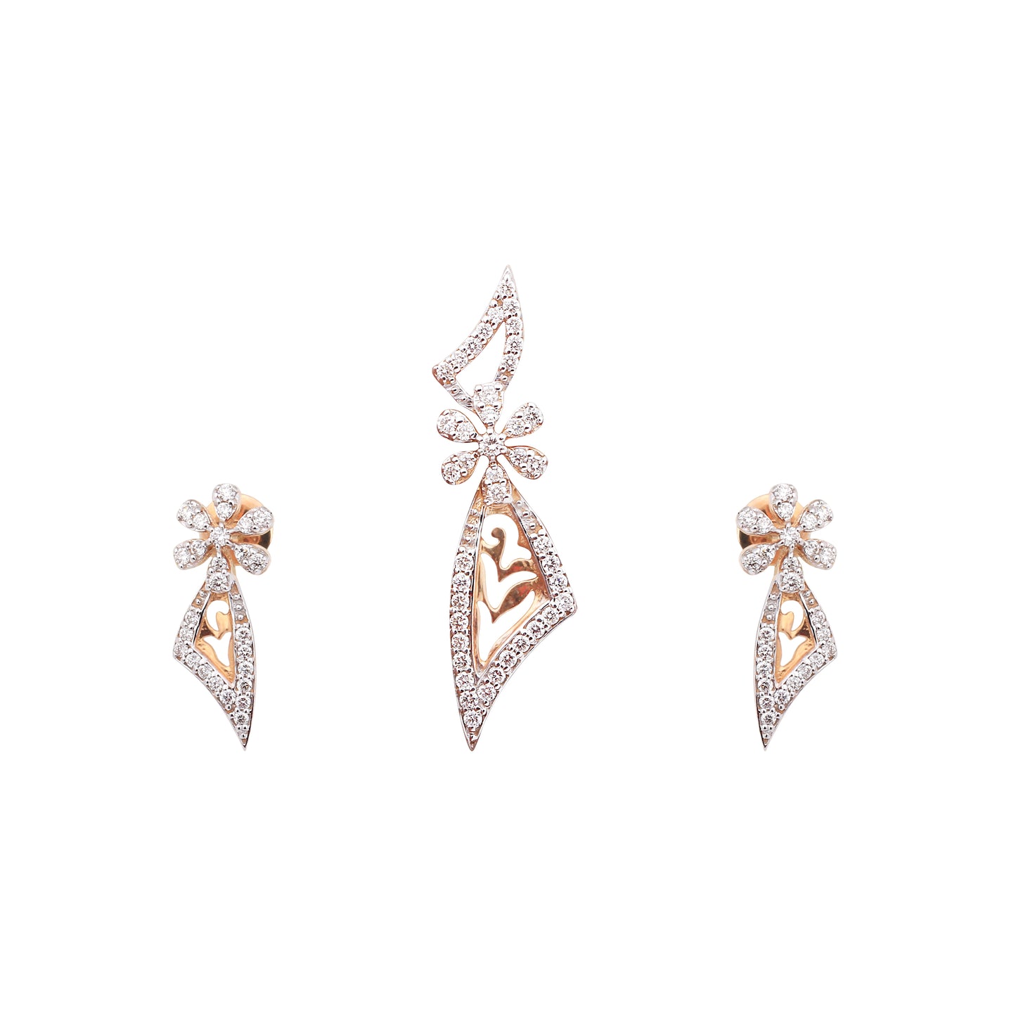 Elysian Bloom Teardrop Diamond Pendant Set