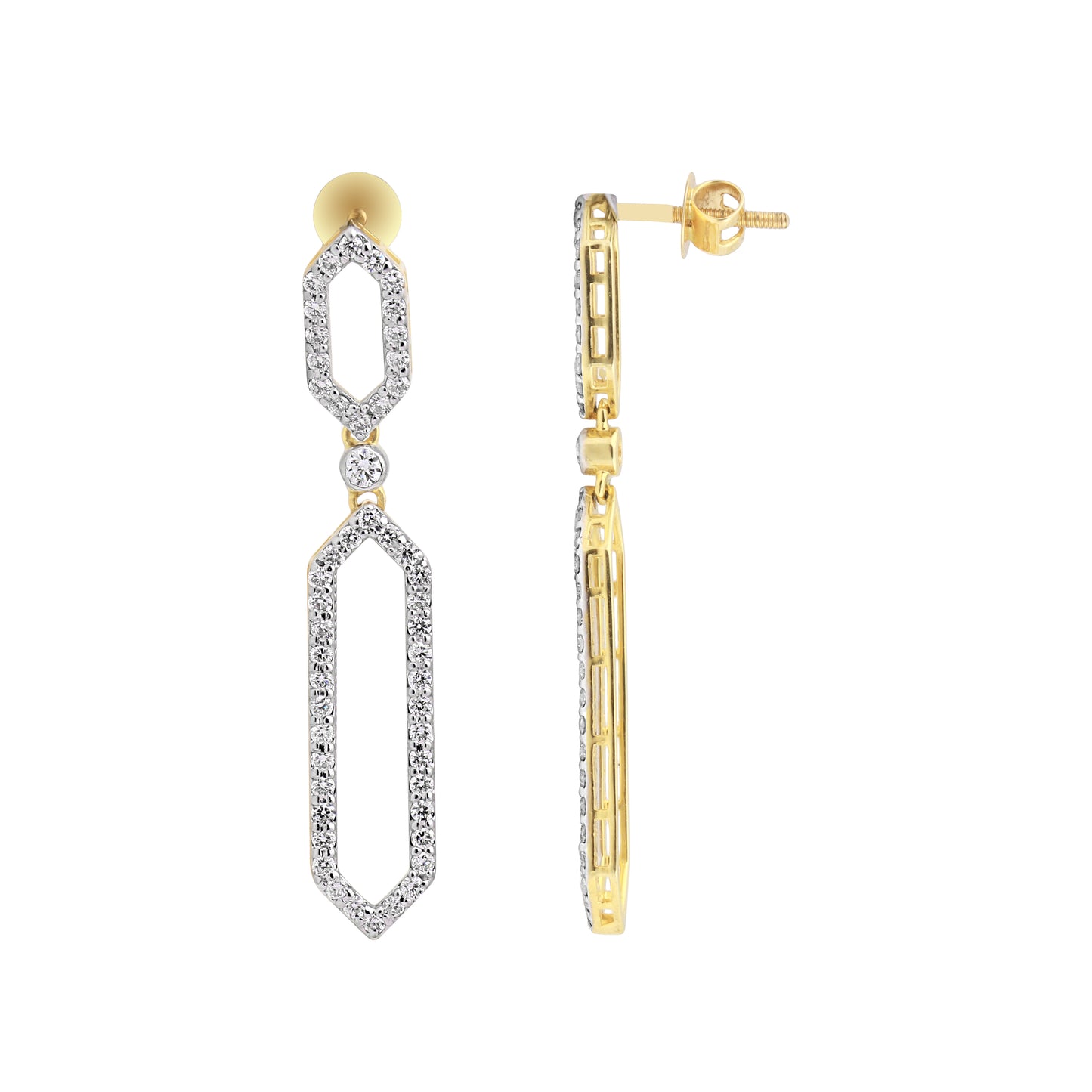 Modern Geometric Diamond Dangle Earrings