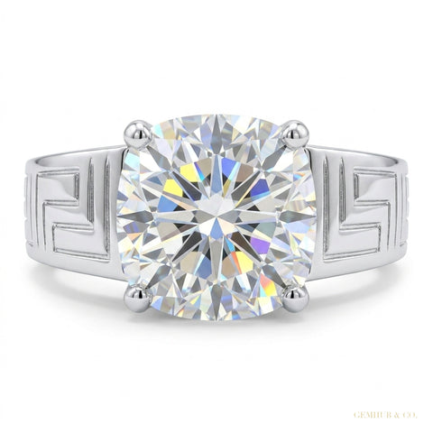 2.30 ct DEW Certified Round Cut White Moissanite Sterling Solitaire Ring 18K Gold Plat 18K Gold Plated – white background main image