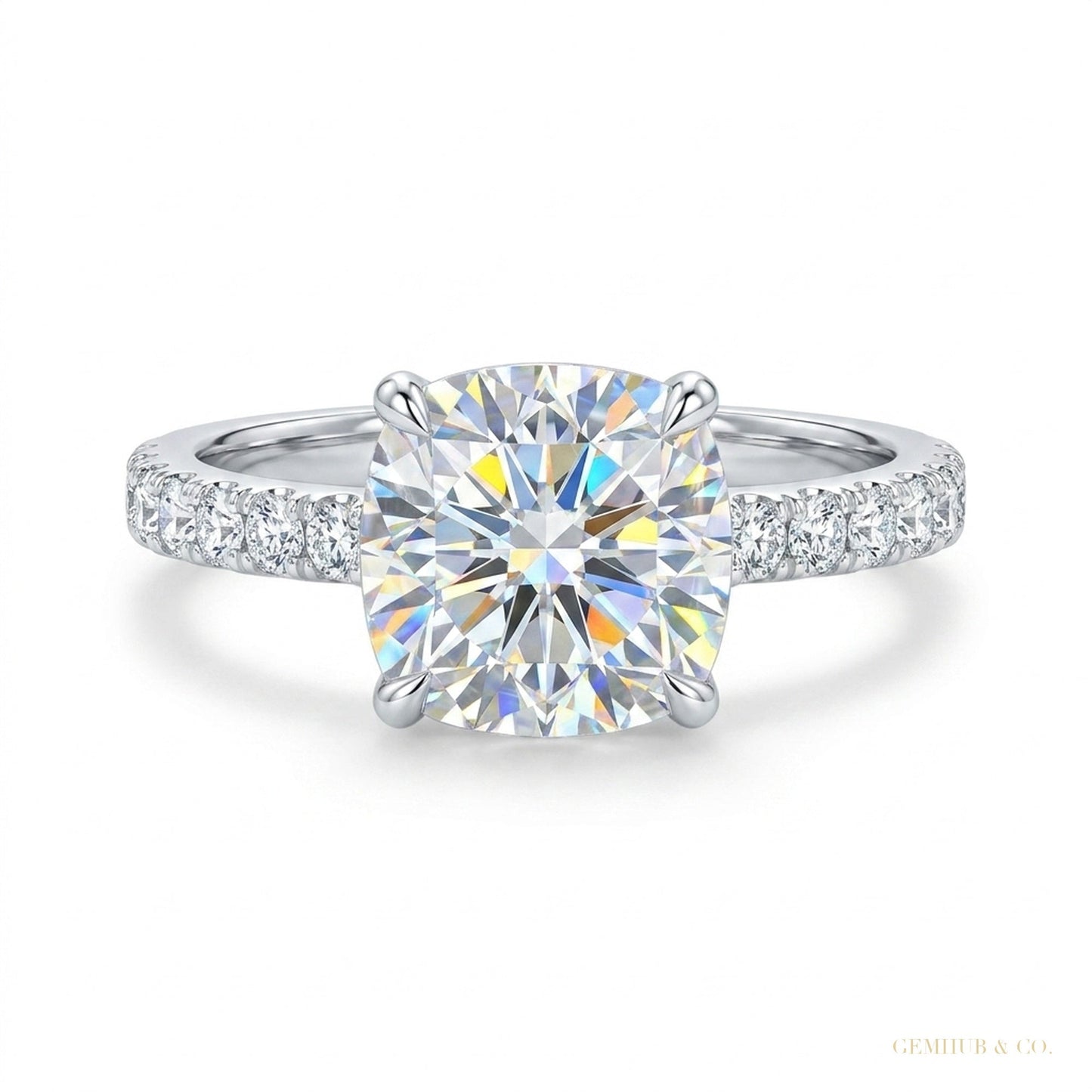 2.50 ct DEW Certified White Moissanite Ring – Elegant Women’s Jewellery in 18K Gold Plate 18K Gold Plated – white background main image