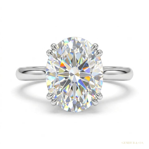 2.50 ct DEW Off White Moissanite Solitaire Ring in – Elegant & Rare 18K Gold Plated Ver 18K Gold Plated – white background main image