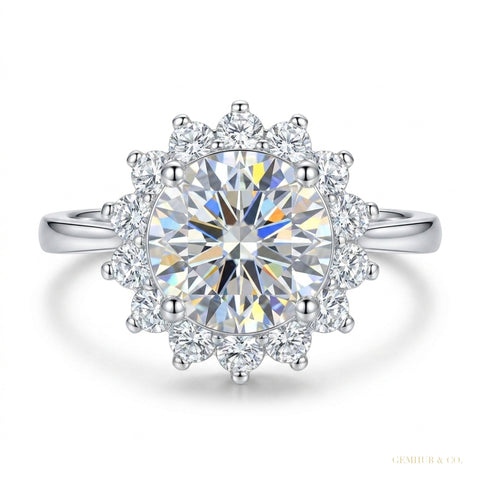 2.55 ct DEW Off White Round Cut Certified Moissanite Solitaire Ring in 18K Gold Plated 18K Gold Plated – white background main image