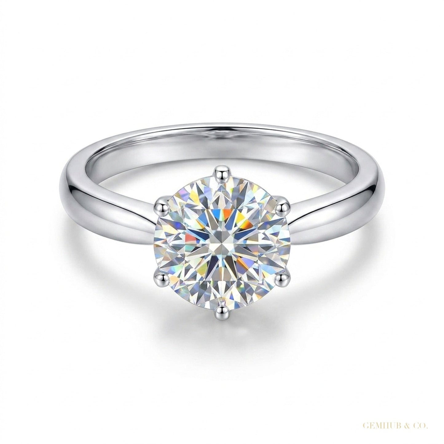 2.80 ct DEW Certified Round Cut White Moissanite Solitaire Ring For Wife 18K Gold Plate 18K Gold Plated – white background main image
