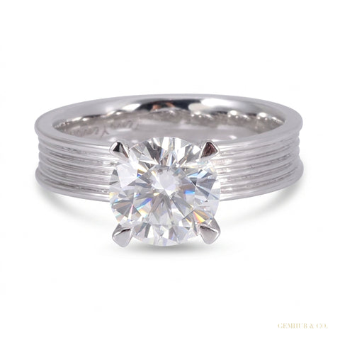 2.80 ct DEW Certified Round White Moissanite Ring – Gift for Anniversary 18K Gold Plate 18K Gold Plated – white background main image
