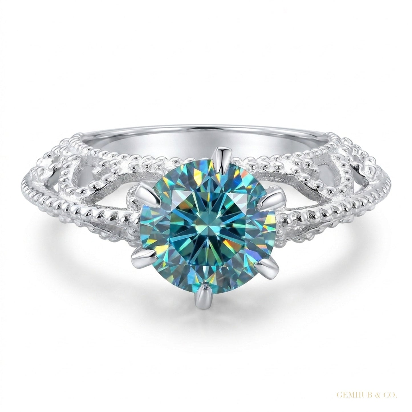 2.90 ct DEW Blue Moissanite Solitaire Ring – Anniversary Gift Idea 18K Gold Plated Verm 18K Gold Plated – white background main image