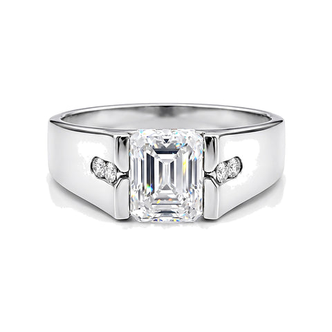 2.00 Ct Emerald Cut Lab Grown Diamond Ring — VS1 Clarity, 18k Gold Vermeil