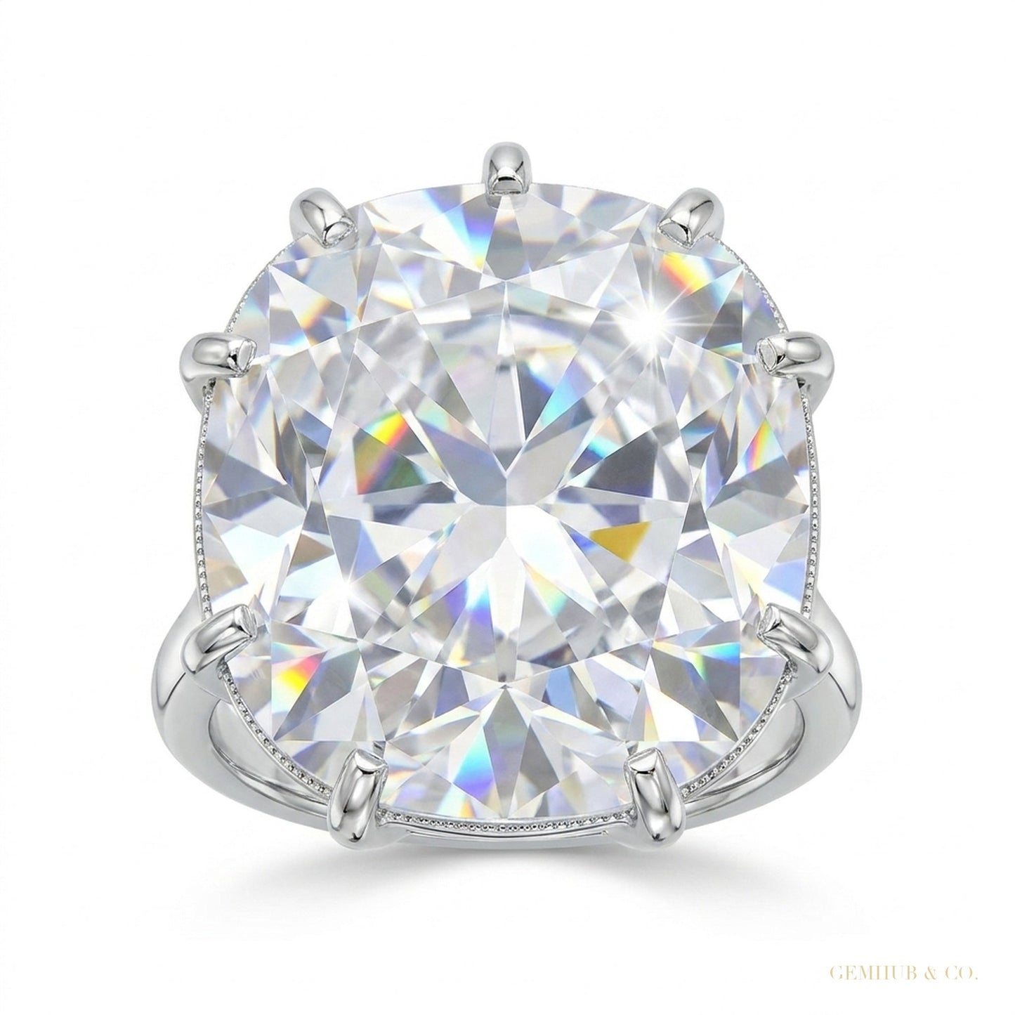 27.30 ct DEW Unique Moissanite Ring in Big & Bold Gift for Special Day 18K Gold Plated 18K Gold Plated – white background main image