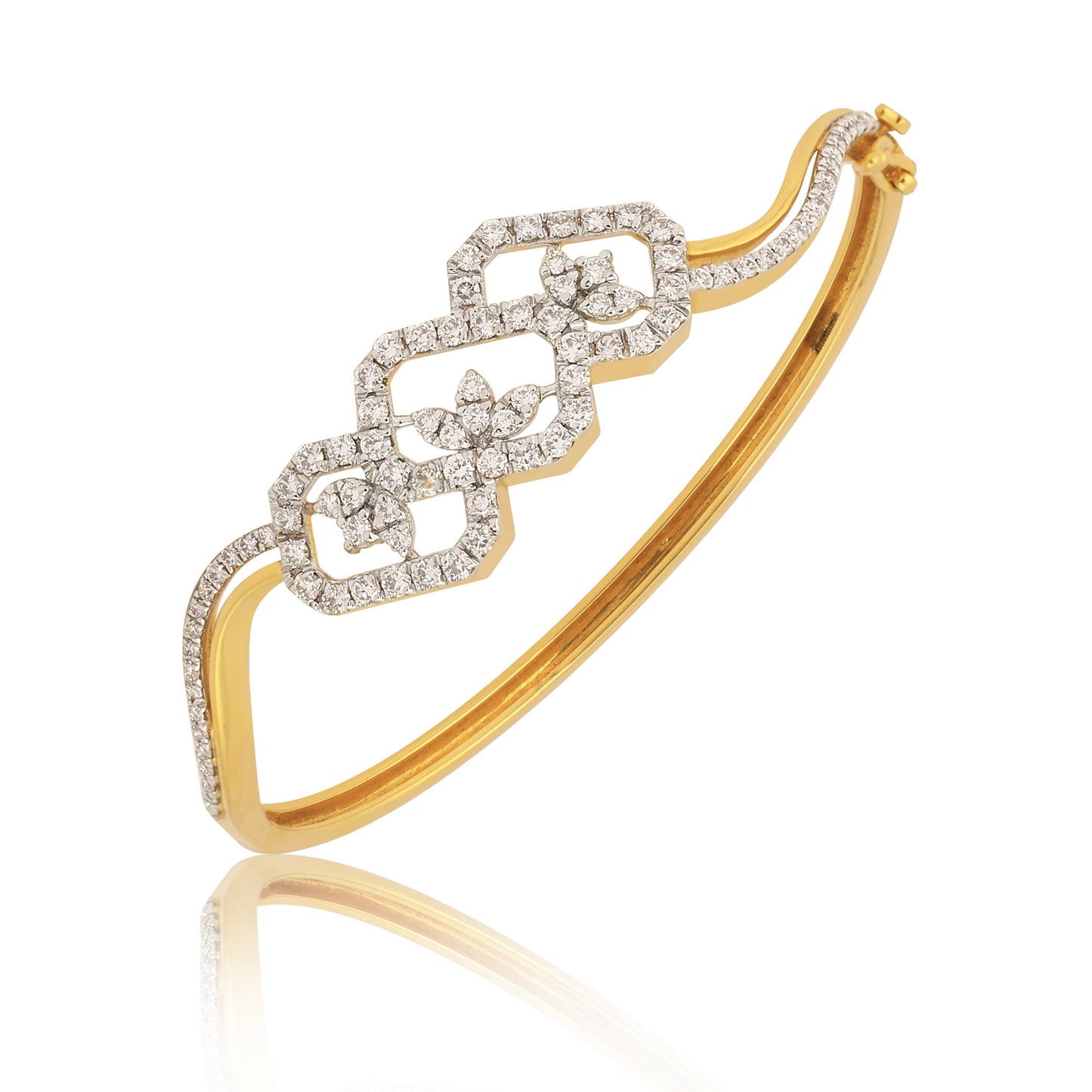 Floral Elegance Yellow Gold Diamond Bracelet