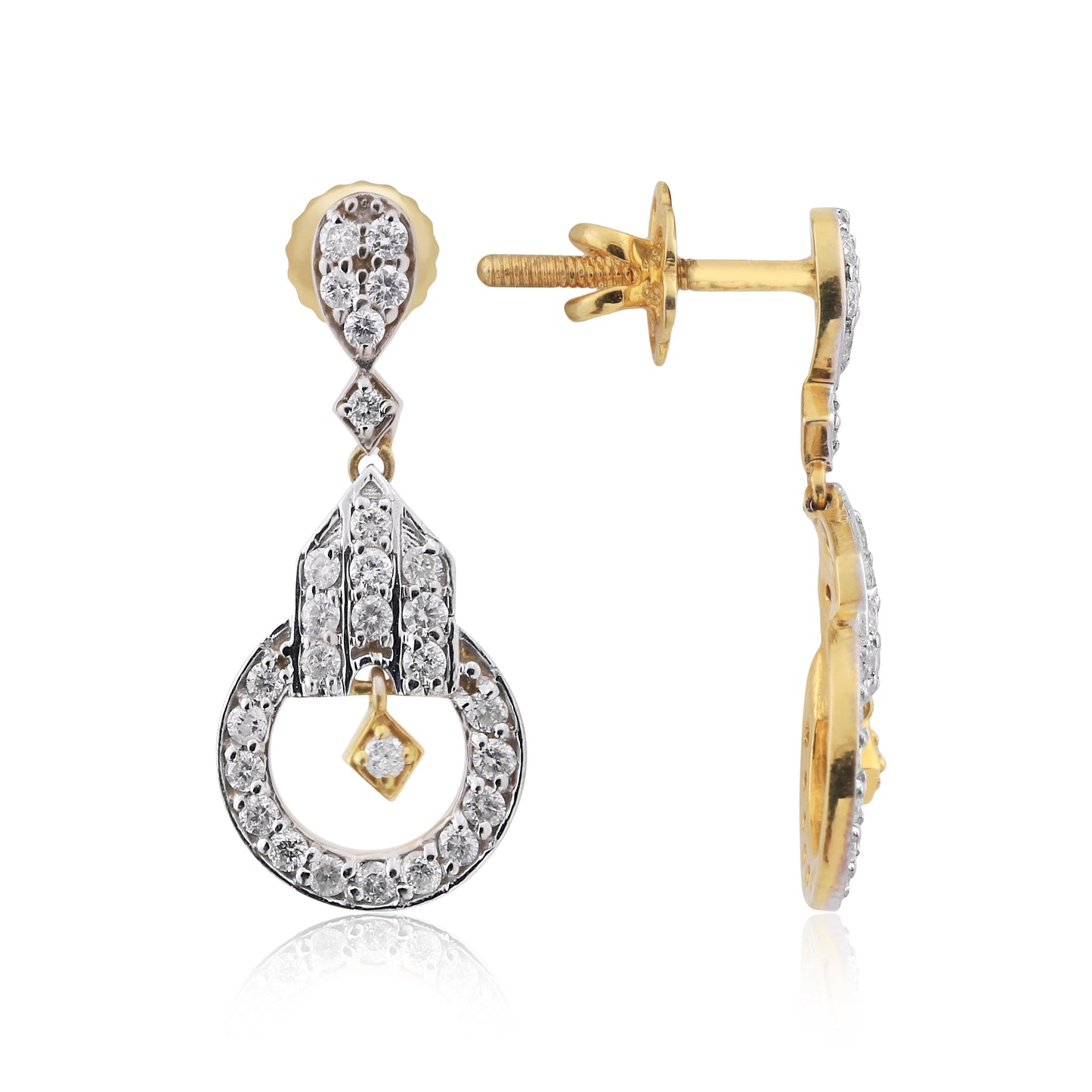 1.05 Ct. IGI Certified Natural Diamond Dangle Earrings in 18K Yellow Gold