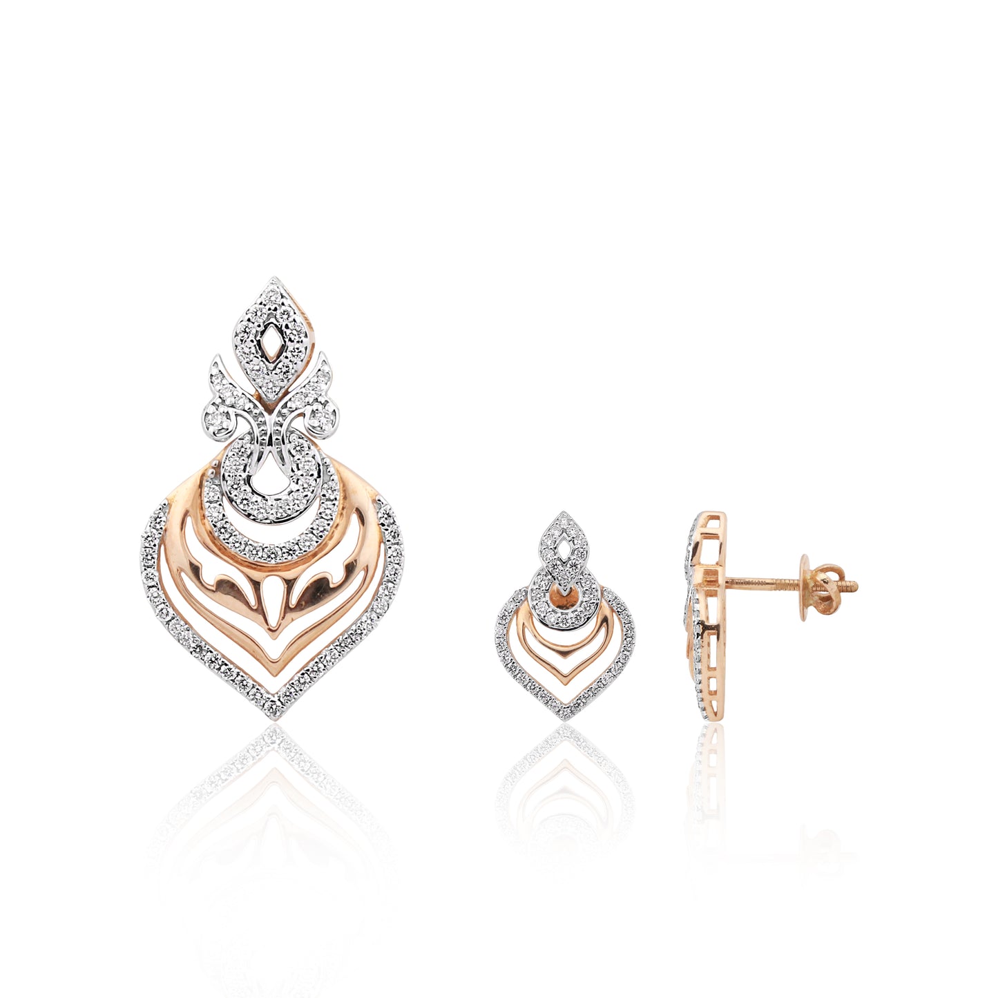 Elysia Layered Teardrop Diamond Pendant Set