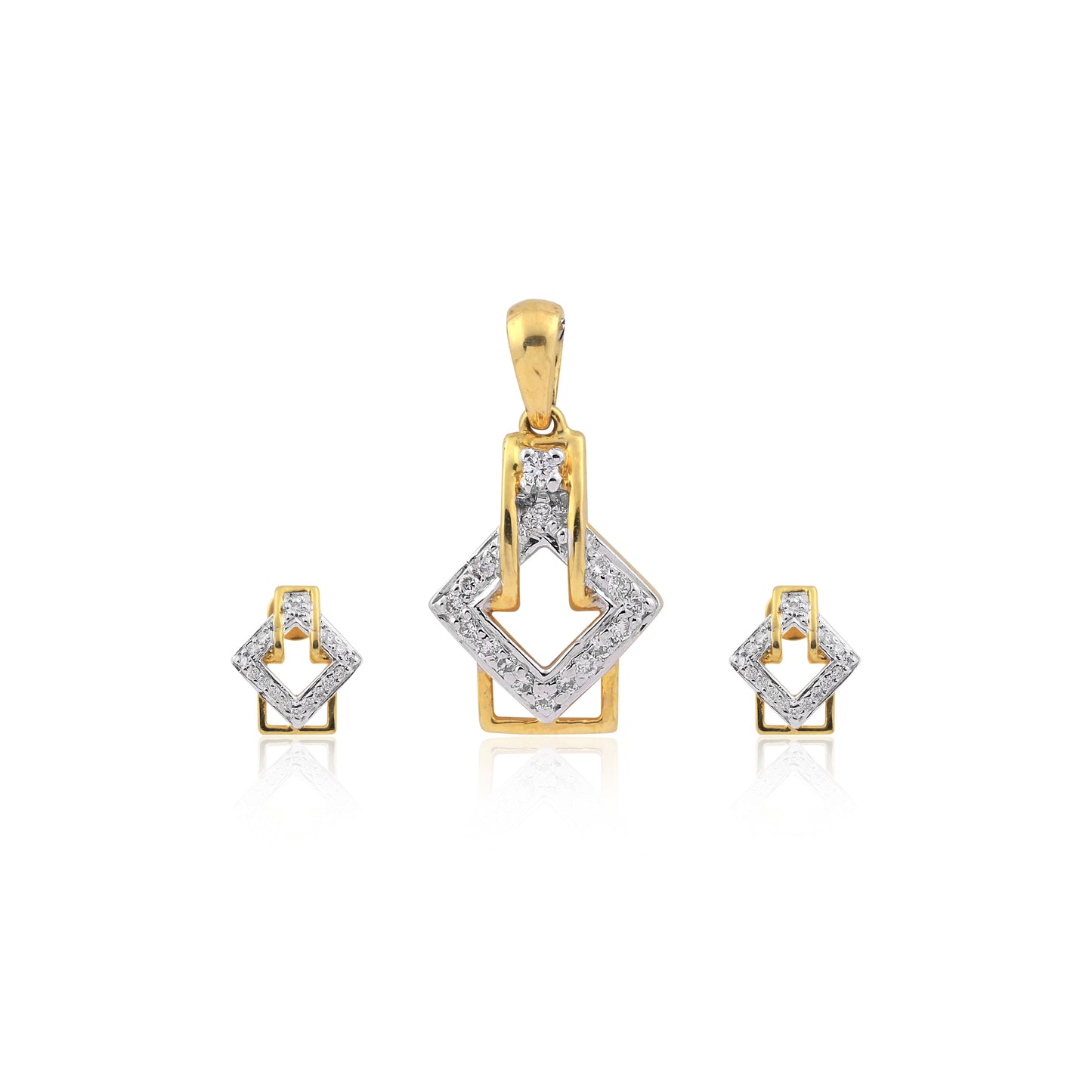 Geometric Spark Diamond Pendant Set