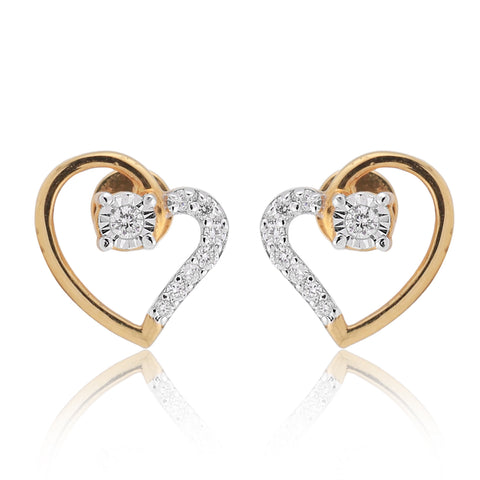 0.10 Ct. 18K Yellow Gold Stud Earrings with Natural Diamond IGI Certified -