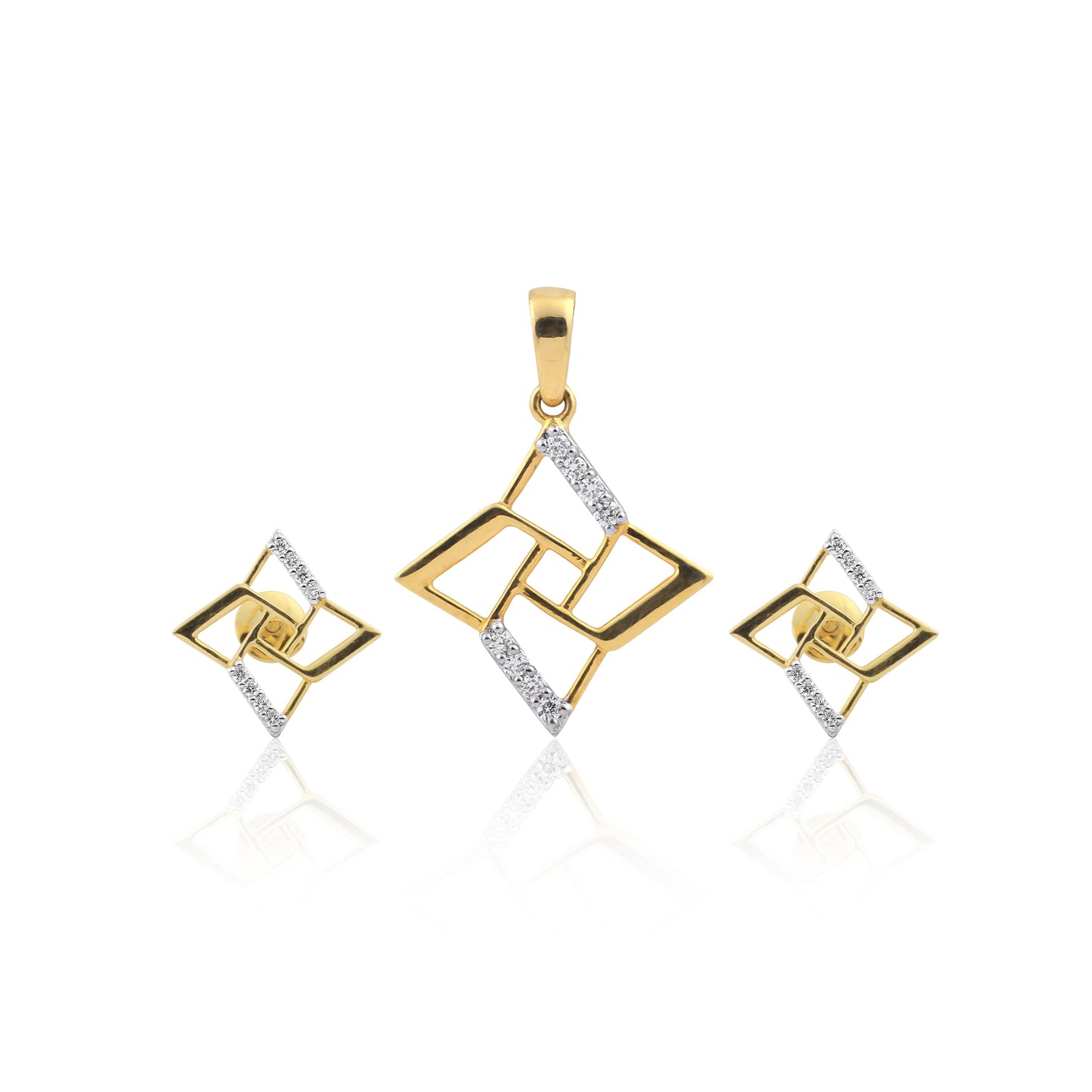 0.31 Ct. 18KT Yellow Gold Natural Diamond Pendant And Earrings Set for Gifting