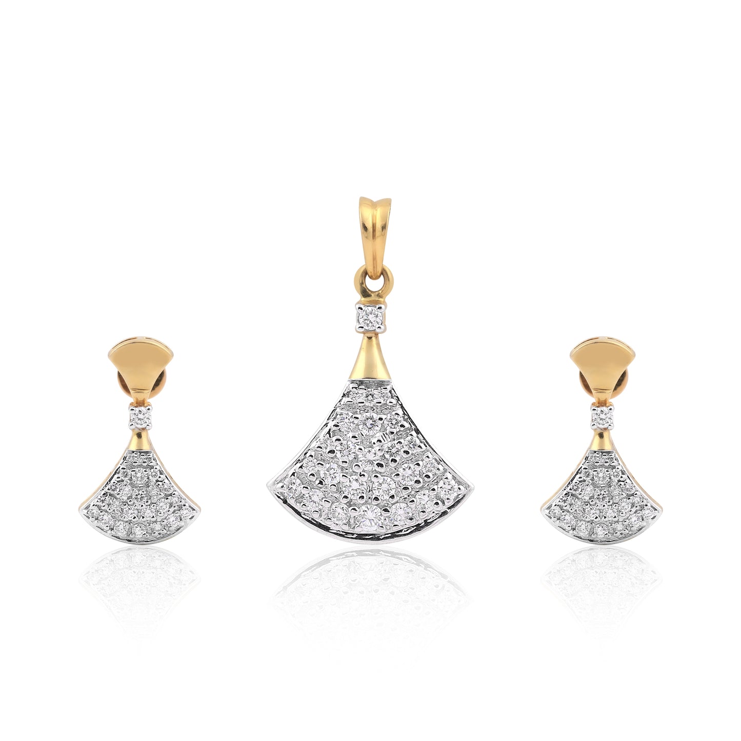 Fan Shape Diamond Pendant Set