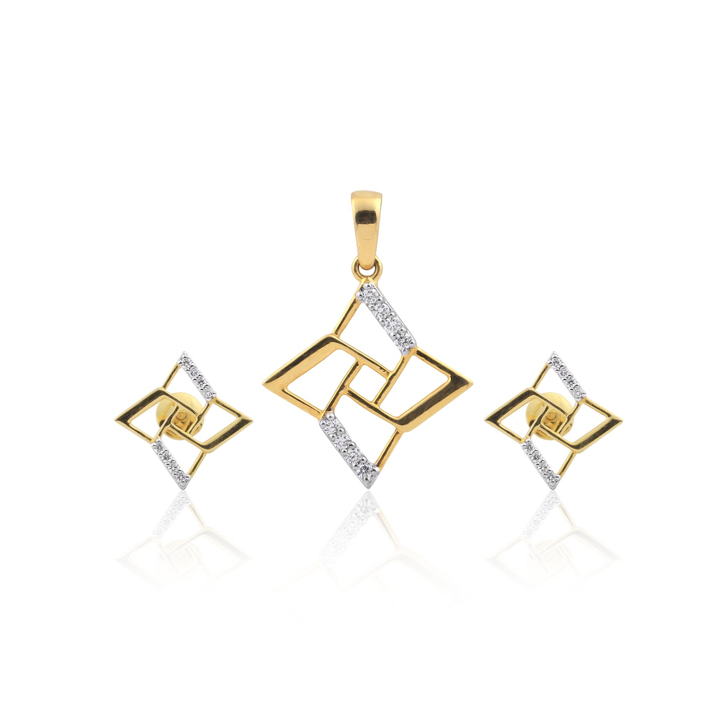 Modern Radiance Diamond Pendant Set