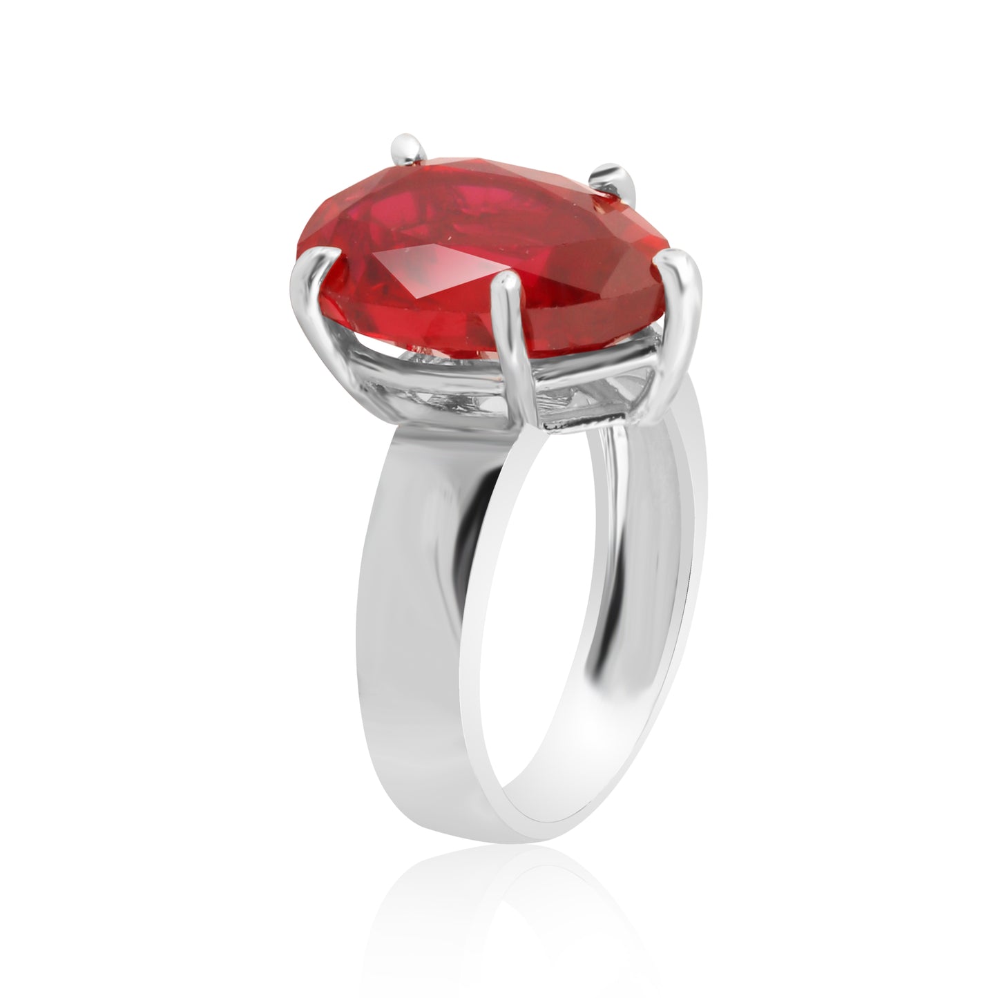Certified Natural 5 Ct. Pear Cut Red Ruby Ring in 925 Sterling Silver