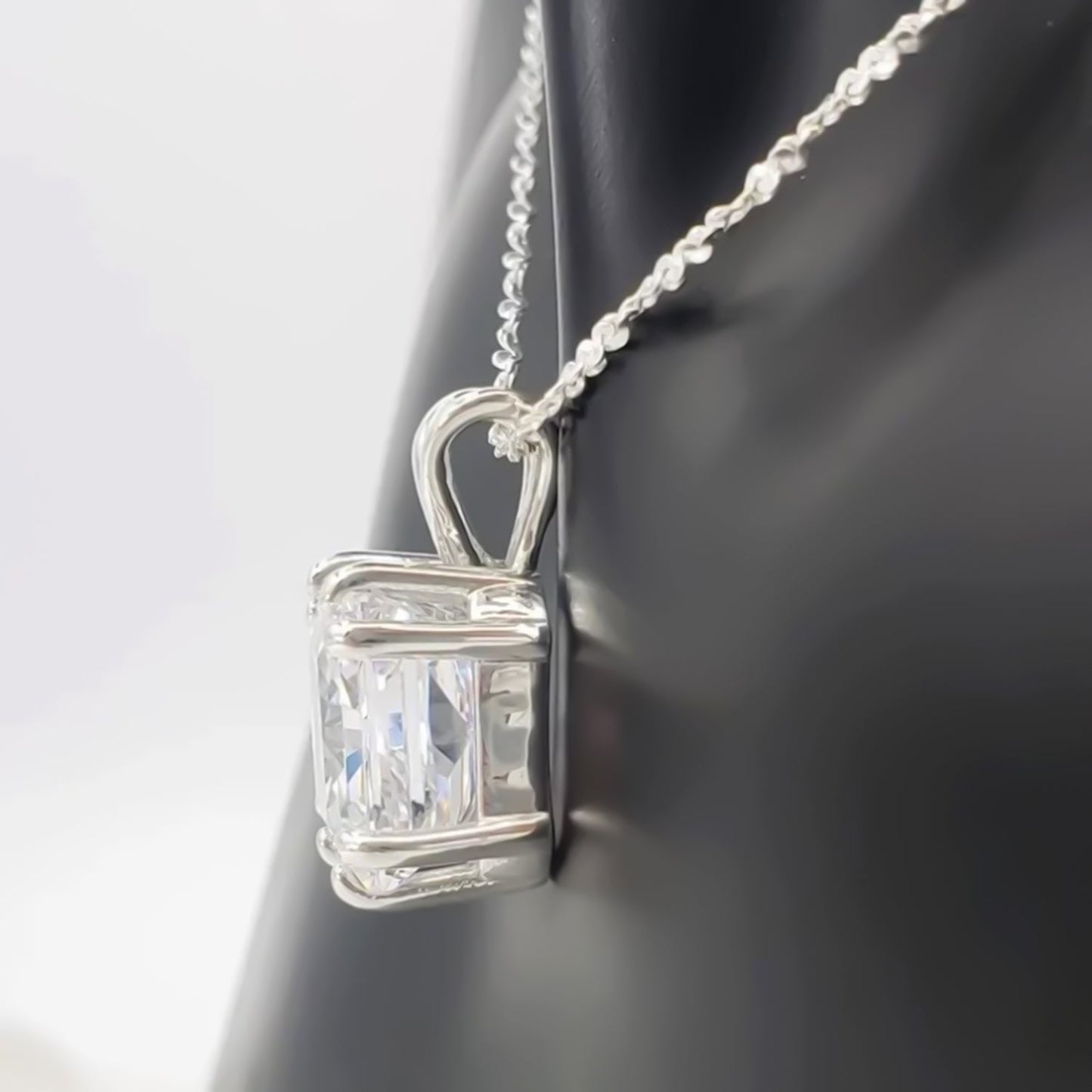 5.65 ct DEW Princess Cut Moissanite Pendant Gold Vermeil Holiday Jewellery Gift